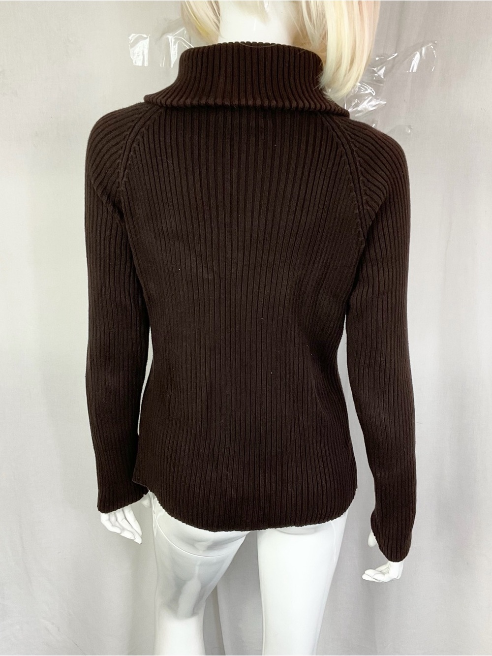 Lauren Ralph Lauren Brown Quarter Zip Knit Ribbed Sweater Size M - Picture 4 of 12